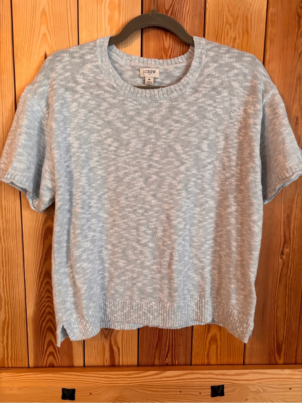 J. Crew Heathered Sky Blue Short-Sleeve Crewneck Sweater